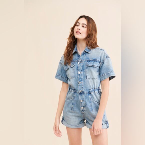 Free People Marci Cuffed Shortalls XS - Picture 4 of 9